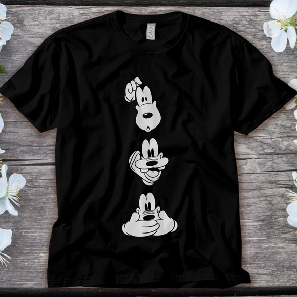 Disney Goofy Faces Three Faces Goofy Expressions T-Shirt Unisex Adult T-shirt - Picture 1 of 2